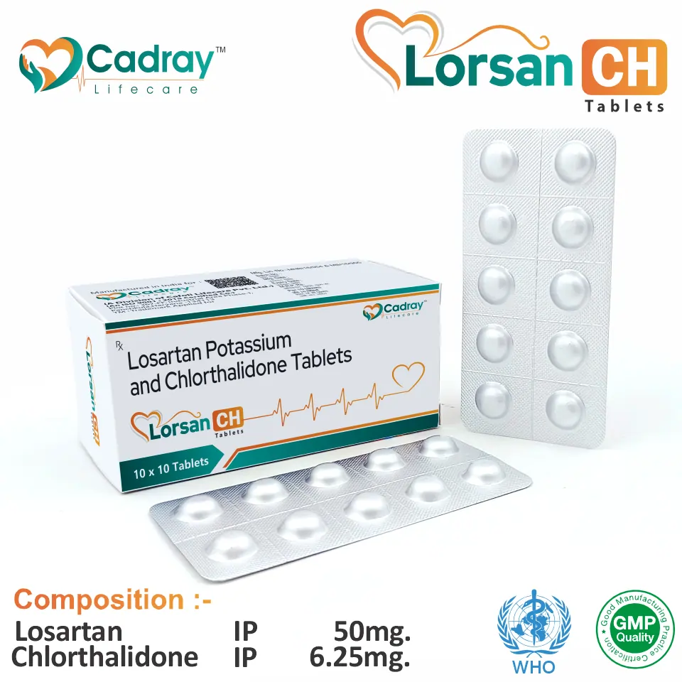 Losartan 50mg + Chlorthalidone 6.25mg | Antihypertensive | Best price for PCD Pharma Franchise in Pune